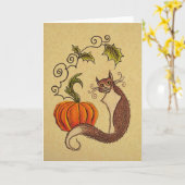 猫とカボチャのハロウィンカード カード (黄色い花)