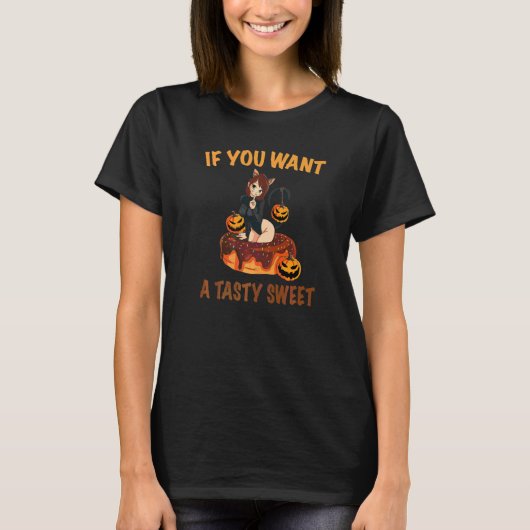 猫とカボチャのハロウィン Tシャツ (正面)