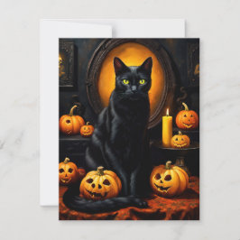 猫とカボチャのハロウィーンイラストレーション シーズンカード