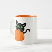 猫とカボチャのマグカップ ツートーンマグカップ (正面左)
