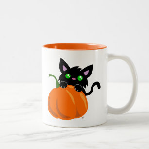 猫とカボチャのマグカップ ツートーンマグカップ