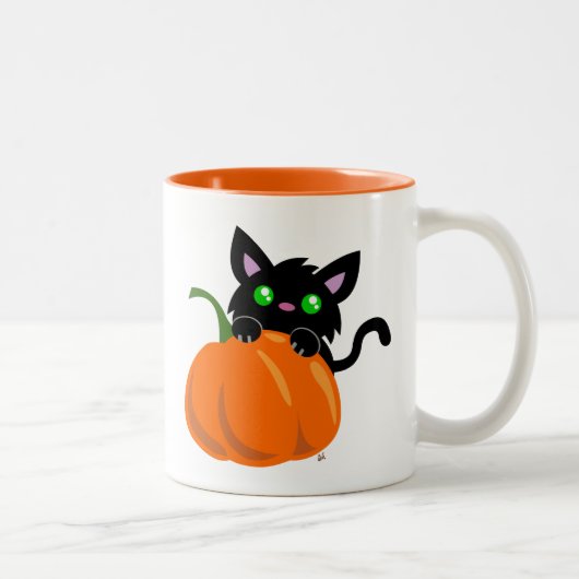 猫とカボチャのマグカップ ツートーンマグカップ (右)