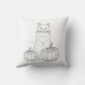 猫とカボチャのミニマリストラインアート秋 クッション (裏面)