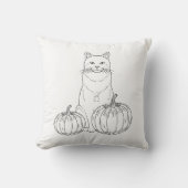 猫とカボチャのミニマリストラインアート秋 クッション (正面)