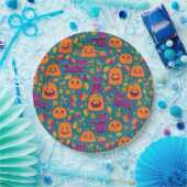 猫とカボチャの刺繍 ペーパープレート (パーティー)