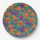 猫とカボチャの刺繍 ペーパープレート (正面)
