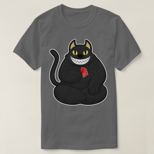 猫とカード1で遊ぶ Tシャツ (デザイン正面)