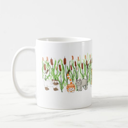 猫とガマの穂 コーヒーマグカップ (左)