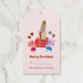 猫とガーリープレゼントがハートピンクのクリスマス ギフトタグ (裏面)