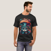 猫とキノコで自分らしさを表現する少年 Tシャツ (正面フル)