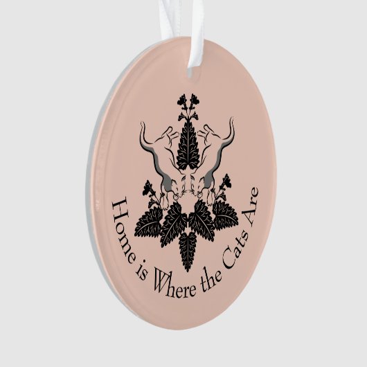 猫とキャットニップのシルエットグラフィック オーナメント (正面)