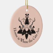 猫とキャットニップのシルエットグラフィック セラミックオーナメント (右)