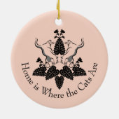 猫とキャットニップのシルエットグラフィック セラミックオーナメント (裏面)