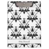 猫とキャットニップのダマスクのルックパターン クリップボード (正面)