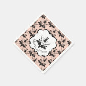 猫とキャットニップのダマスクのルックパターン スタンダードカクテルナプキン (角)