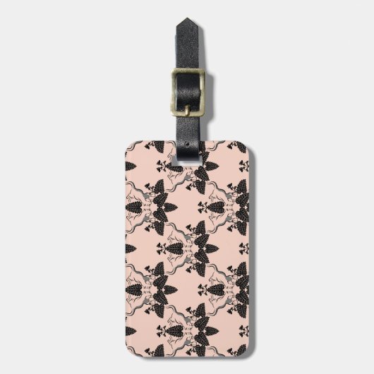 猫とキャットニップのダマスクのルックパターン ラゲッジタグ (正面縦)