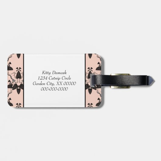 猫とキャットニップのダマスクのルックパターン ラゲッジタグ (裏面横)