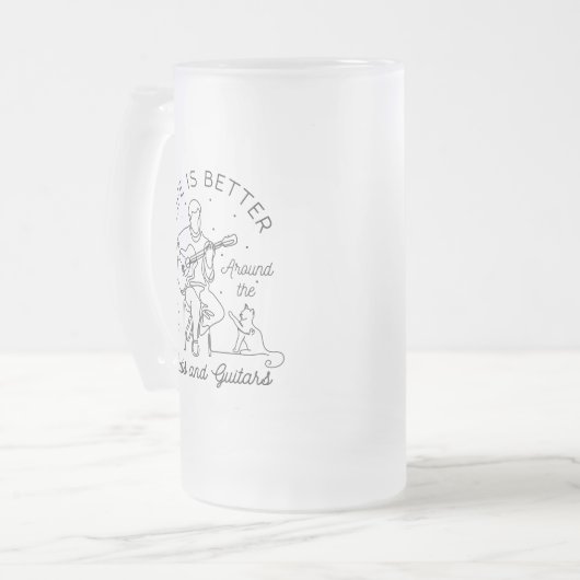 猫とギのまわりにタースの方が人生だ フロストグラスビールジョッキ (正面左)