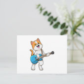 猫とギターの音楽 ポストカード (スタンド正面)
