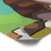 猫とギターを持つ女性 ポスター (角)