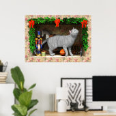 猫とクリスマスのもの ポスター (ホームオフィス)