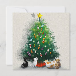 猫とクリスマスツリー 招待状