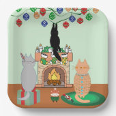 猫とクリスマス – 冬のイラストレーション ペーパープレート (正面)