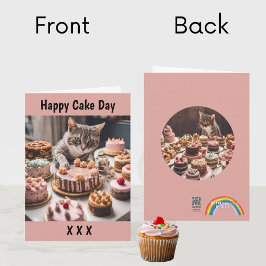 猫とケーキ誕生祝いかわいい猫 カード