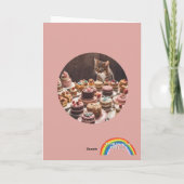 猫とケーキ誕生祝いかわいい猫 カード (裏面)
