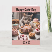 猫とケーキ誕生祝いかわいい猫 カード (正面)