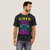 猫とゲームが大好き 可愛いゲーマー Tシャツ (正面フル)