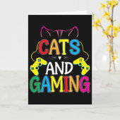 猫とゲームが好きなゲーマーのためのビデオゲーム カード (黄色い花)