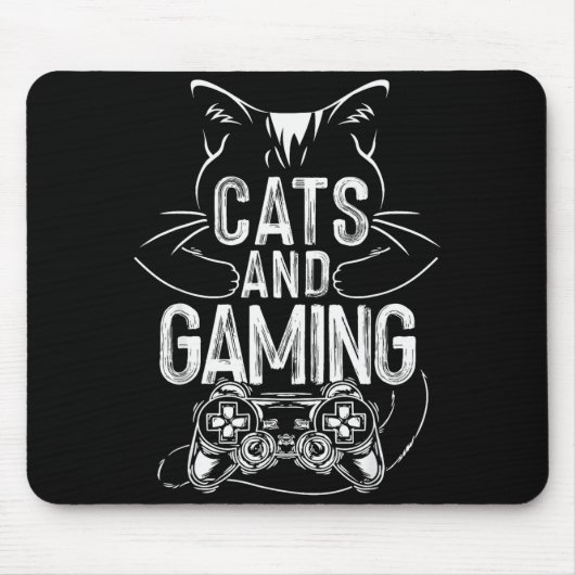 猫とゲームが好きな人への面白いギフト マウスパッド (正面)
