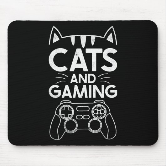 猫とゲームの面白い猫好きゲーマーギフトゲーマー マウスパッド (正面)