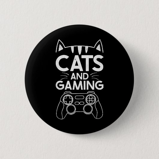 猫とゲームの面白い猫好きゲーマーギフト 缶バッジ (正面)