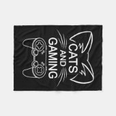猫とゲーム猫好きゲームおもしろいギフトゲーマー フリースブランケット (正面(横))