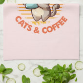 猫とコーヒーが大好きな女の子 キッチンタオル (折り畳み)