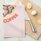 猫とコーヒーが大好きな女の子 キッチンタオル (四つ折り)