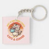 猫とコーヒーが大好きな女の子 キーホルダー (裏面)