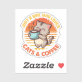 猫とコーヒーが大好きな女の子 シール (シート)