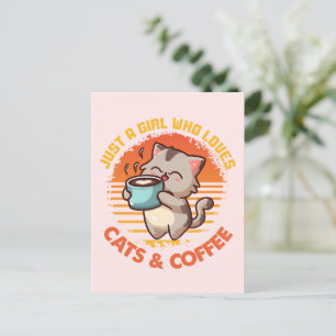 猫とコーヒーが大好きな女の子 ポストカード