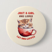 猫とコーヒーが大好きな女の子(2) 缶バッジ (正面)