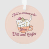 猫とコーヒーが大好きな女性 オーナメント (裏面)