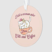 猫とコーヒーが大好きな女性 オーナメント (正面)