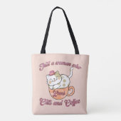 猫とコーヒーが大好きな女性 トートバッグ (裏面)