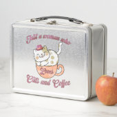 猫とコーヒーが大好きな女性 メタルランチボックス (インサイチュ)