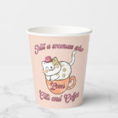 猫とコーヒーが大好きな女性 紙コップ (裏面)