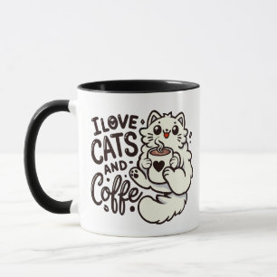 猫とコーヒーが大好き! マグカップ