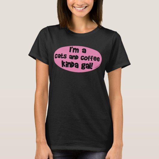 猫とコーヒーが好きな女の子です! Tシャツ (正面)