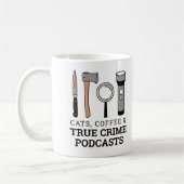 猫とコーヒーと真の犯罪ポッドキャスト真の犯罪ツール コーヒーマグカップ (左)